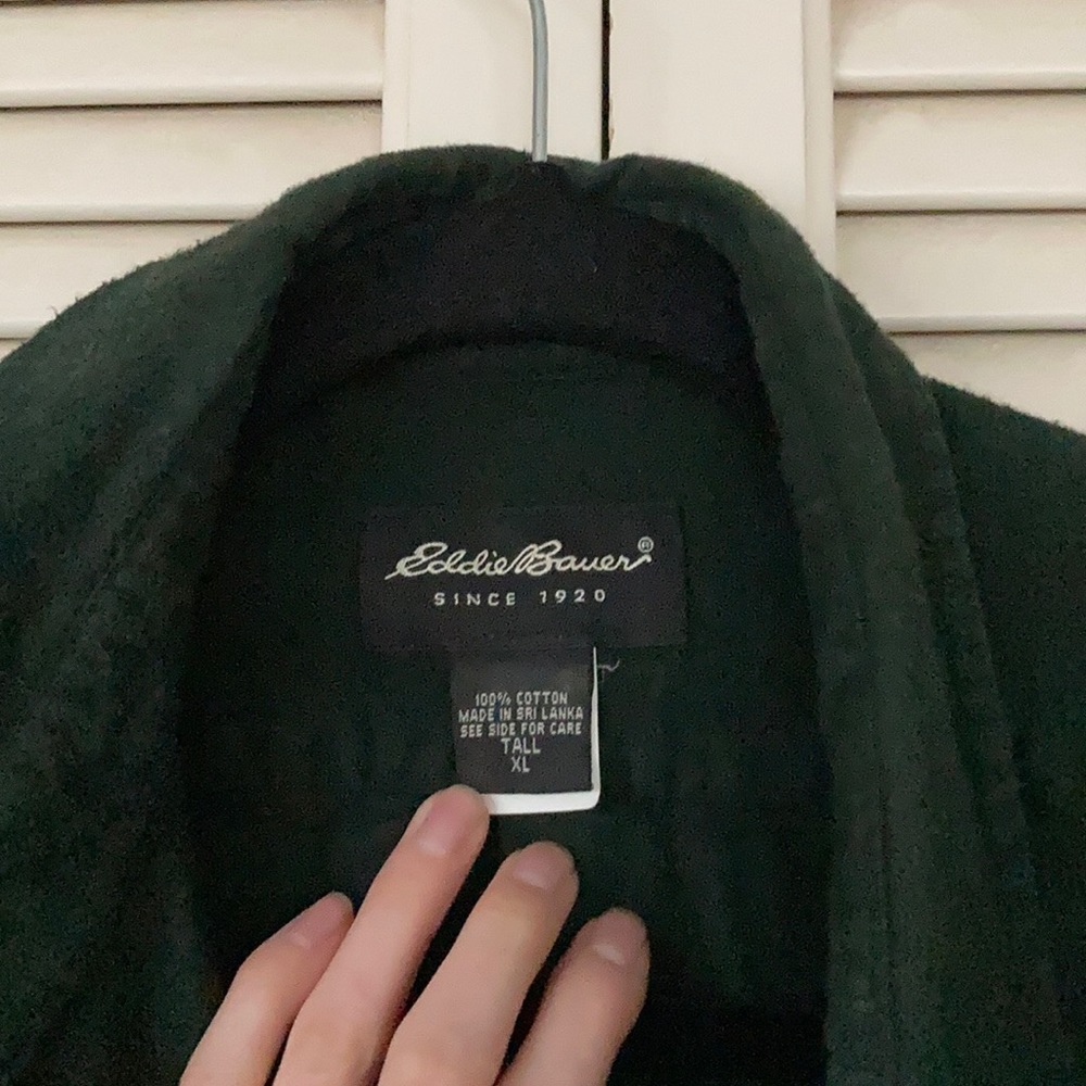 Eddie Bauer long sleeve green button down shirt